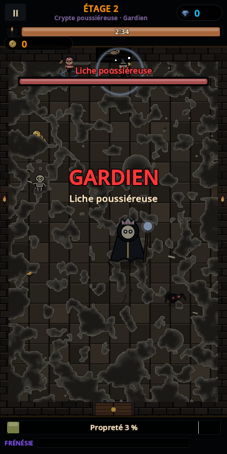 Combat de gardien en style Donjon sombre.