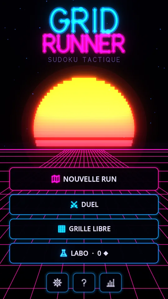 Avant le relooking : l'ancien écran-titre, néon violet et magenta.